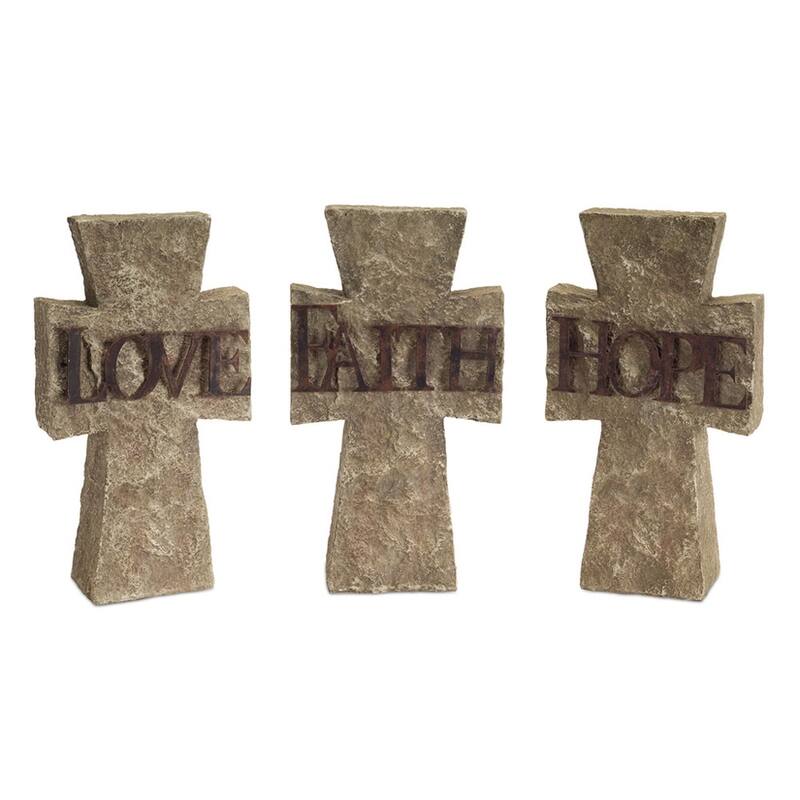 HomeRoots Set Of Three 11" Gray Resin Cross Figurine - 2' X '10.75' X '6