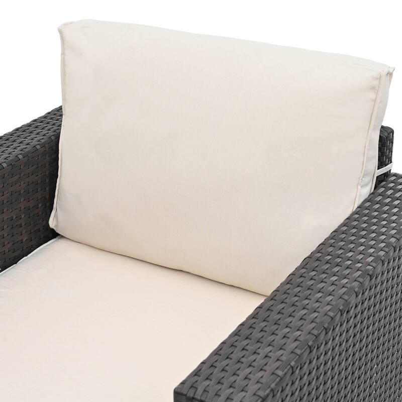 10 Piece PE Rattan Patio Furniture Set Outdoor Patio Furniture Set With Cushions & Tempered Glass Coffee Table