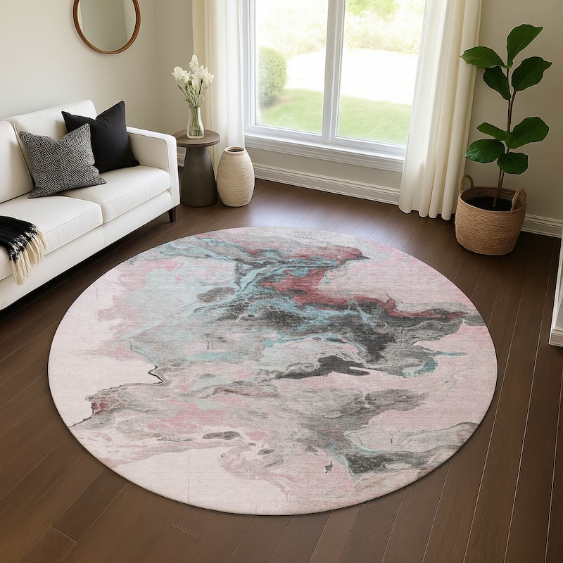 Premium Washable Super Soft Modern Glam Mayfield Rug - Pink - 8' x 8'