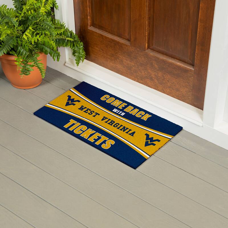 West Virginia University 28 in. x 16 in. PVC "Come Back With Tickets" Trapper Door Mat