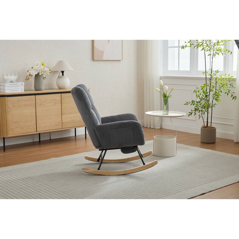 Modern Nursery Upholstered High Back Rocking Chair