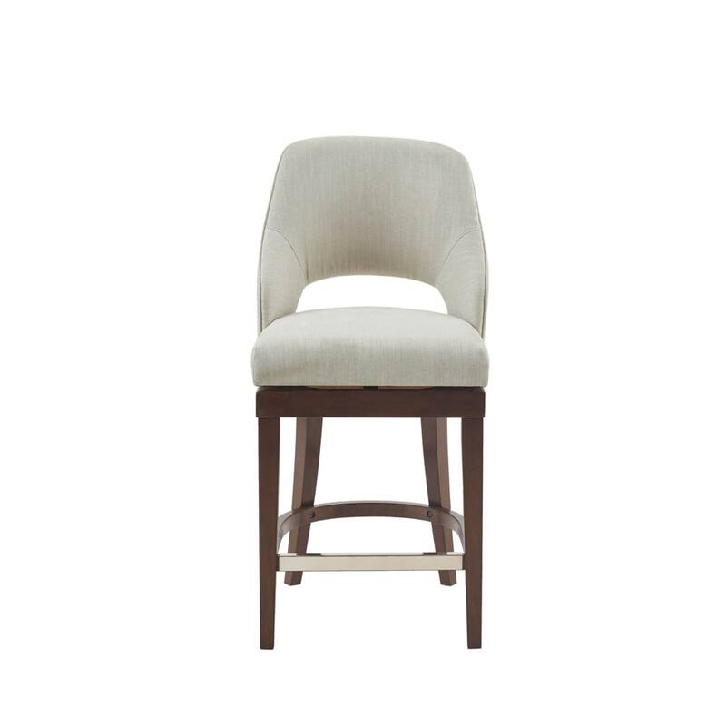 Roomfitters 26-Inch Swivel Counter Stool, Open-Back Design with Silver Kickplate and Ink & Ivy Morocco Finish, Cream - Cream