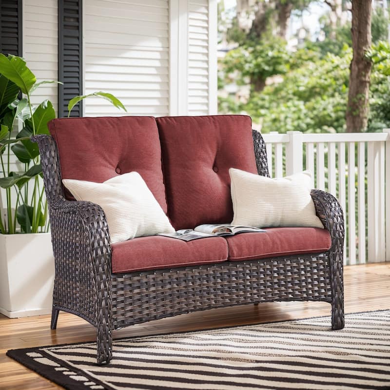 Gymojoy 2-Seat Patio Loveseat, Stylish Outdoor Sofa with Water-Resistant Olefin Cushions