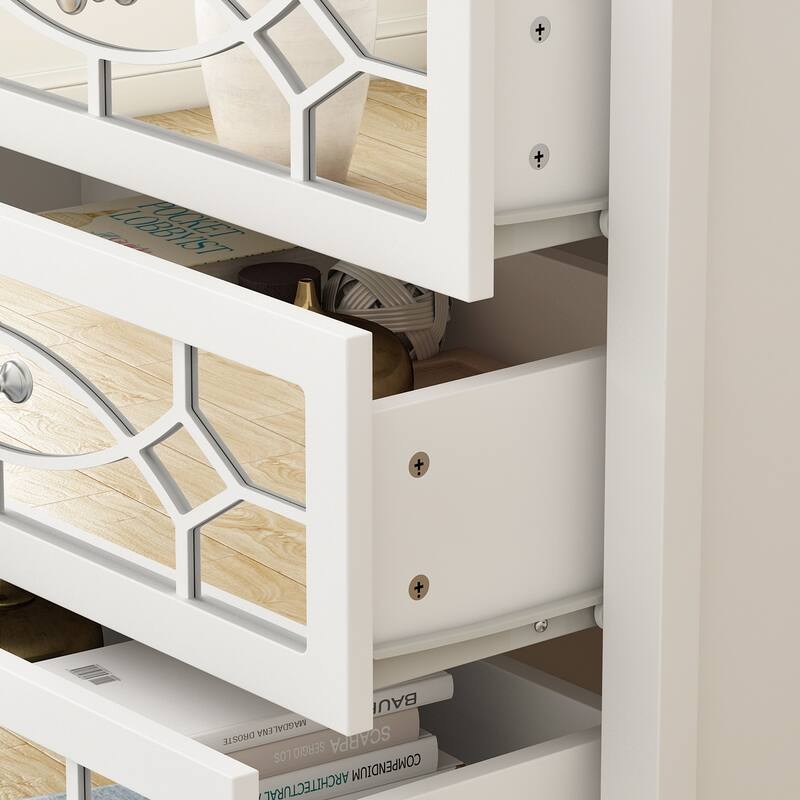 Timechee Nightstand Bedside Table Mirrored Cutout Chest Beside Table