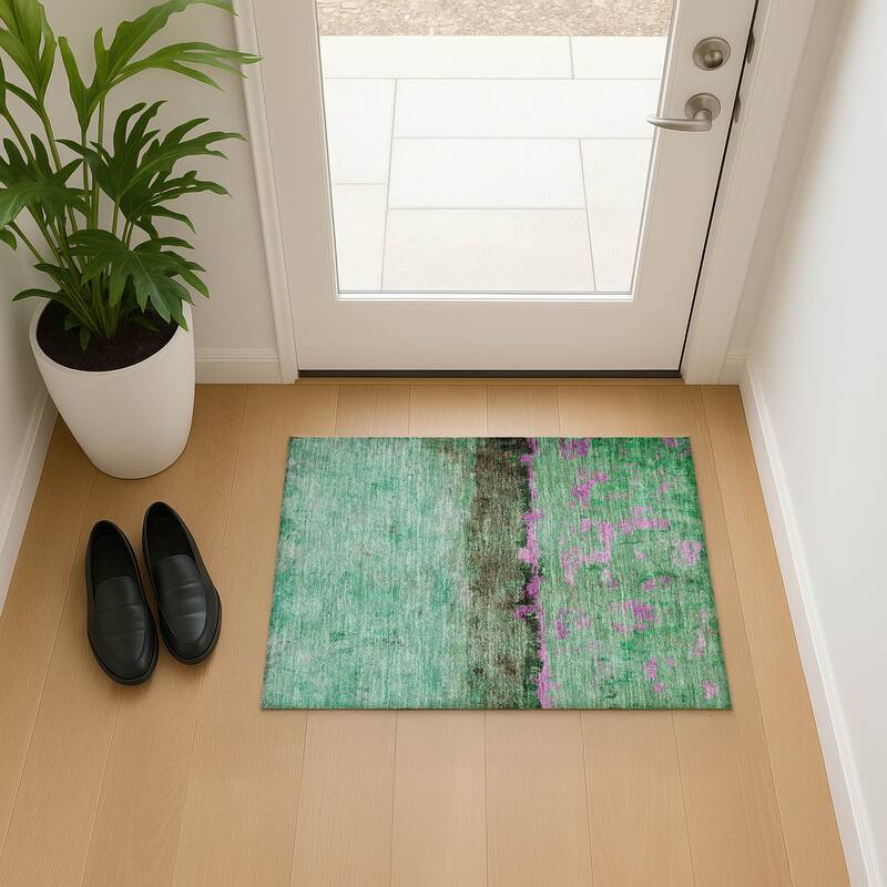 Premium Washable Super Soft Abstract Ombre Mayfield Rug - Green - 1'8" x 2'6"