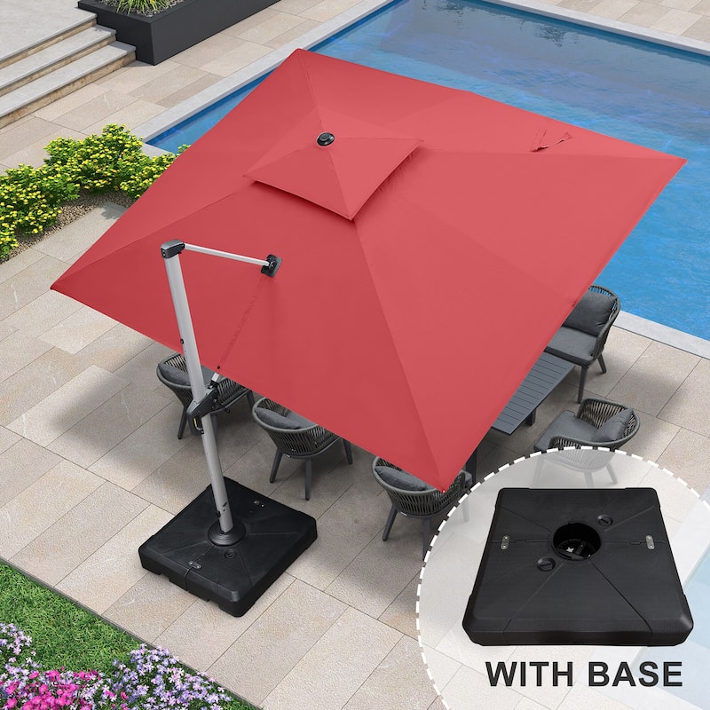PURPLE LEAF 10 x 12ft Outdoor Rectangle Large Cantilever Umbrella with Base