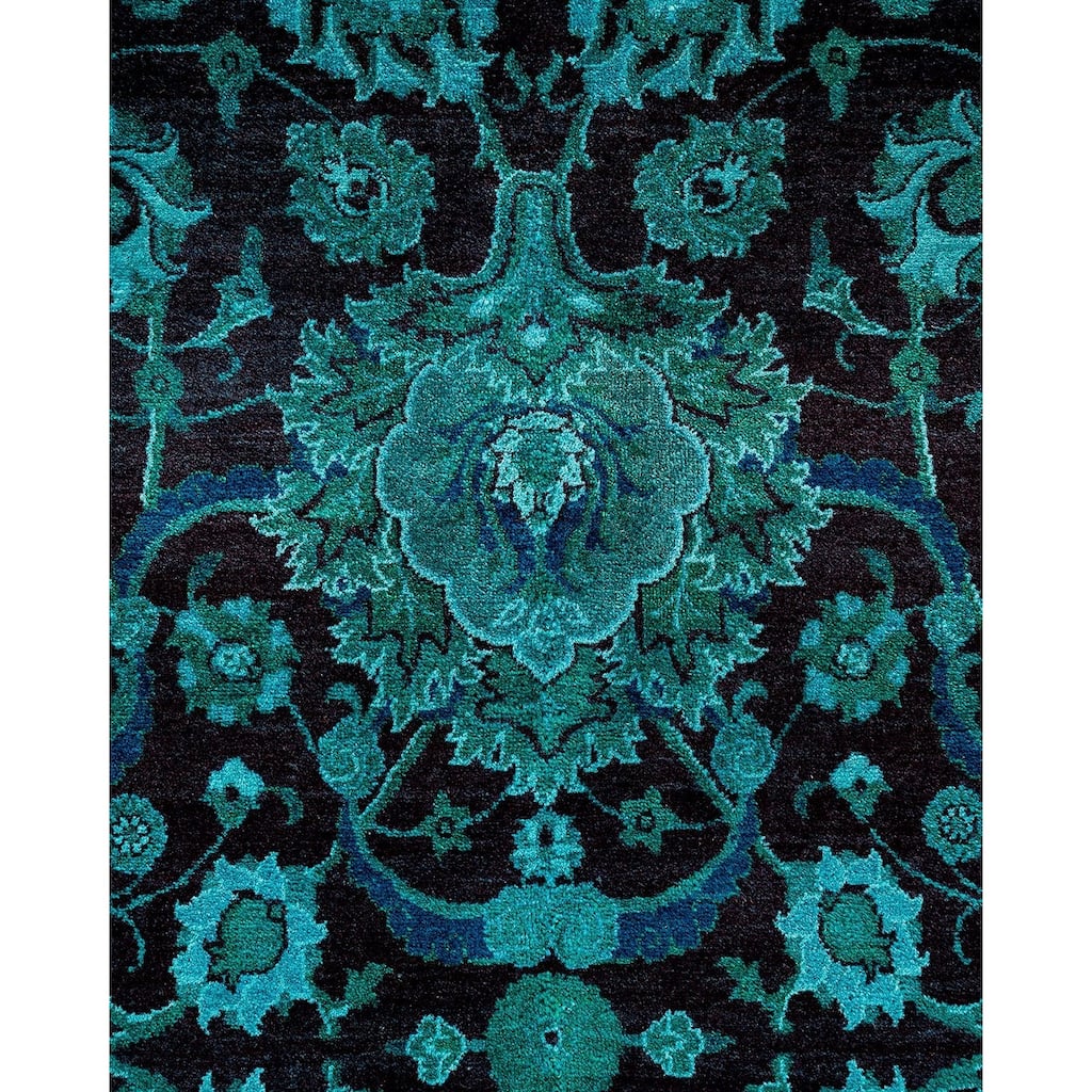 Fine Vibrance, One-of-a-Kind Hand-Knotted Area Rug - Green, 9' 3" x 12' 2" - 9' 3" x 12' 2"
