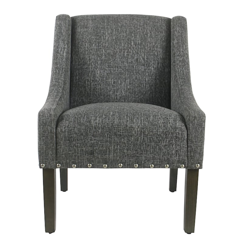 HomePop Modern Swoop Slate Grey Accent Chair with Nailhead Trim
