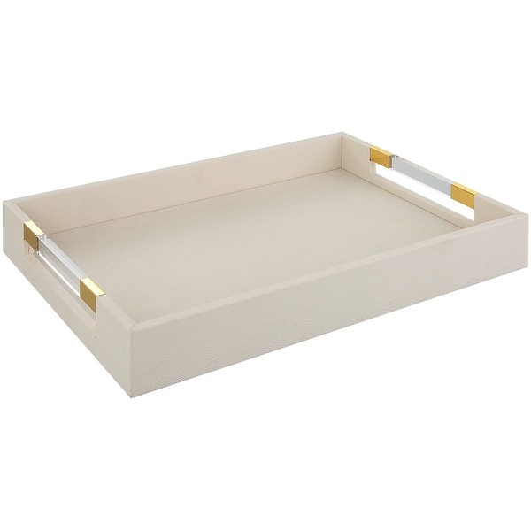 slide 2 of 4, Uttermost 18060 Wessex 19" Wide Acrylic and MDF Tray - Brass / Clear / White Brass / Clear / White