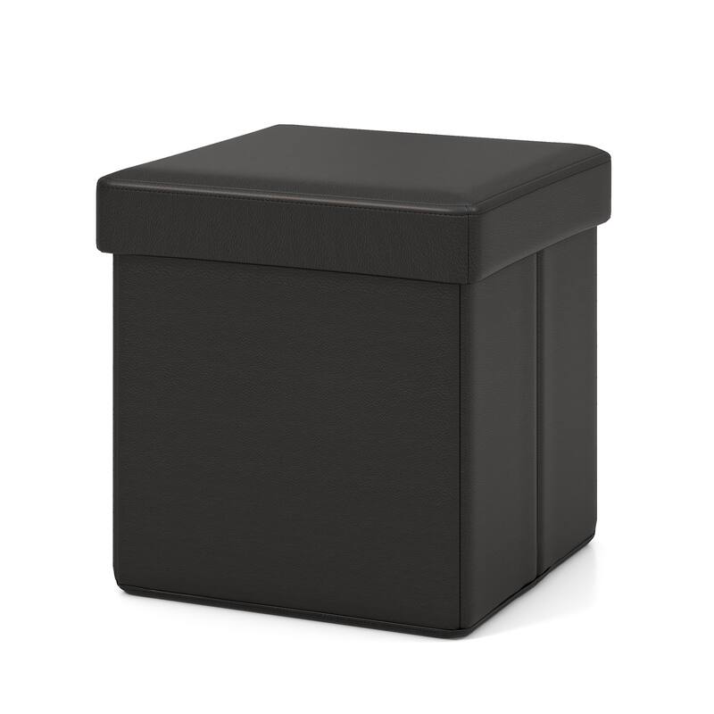 Upholstered Square Footstool with PVC Leather Surface for Bedroom