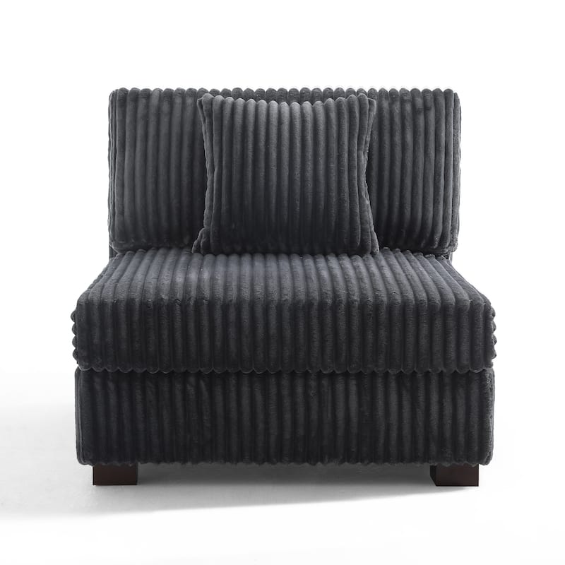 35.7" W Plush Corduroy Upholstered Armless Modular Sofa Chair