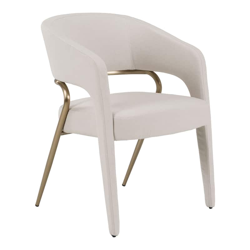 Elson Modern Off-White Fabric & Antique Brass Dining Chair