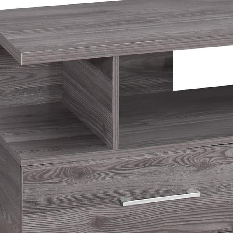 48 Inch Grey Wooden Entertainment Center with Open Storage Shelves and Two Drawers for Living Room - 47.75”L x 15.75”W x 20”H