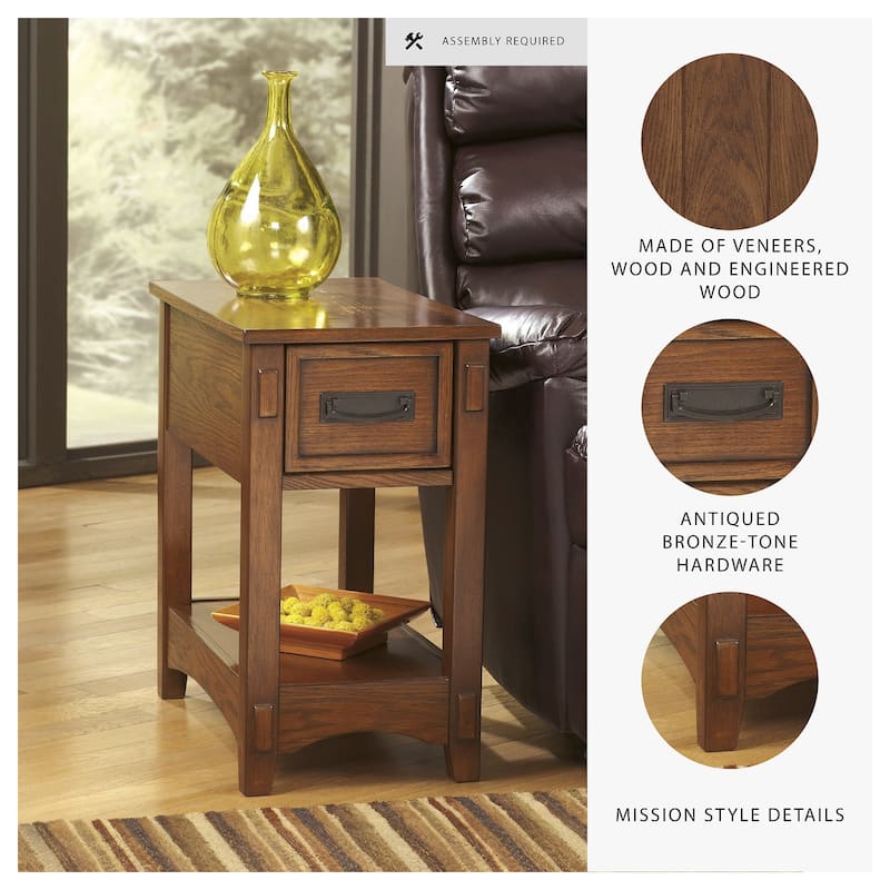 Signature Design by Ashley Breegin Brown Finish Wood Chairside End Table - 13" W x 22.13" D x 23.13" H