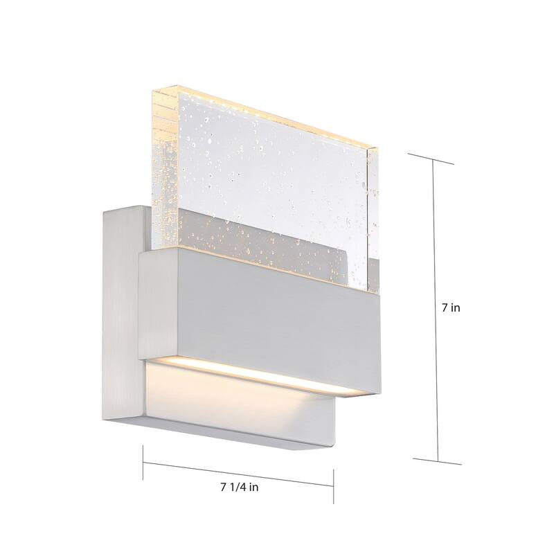 Ellusion LED Med Wall Sconce Polished Nickel Finish with Seeded Glass - N/A