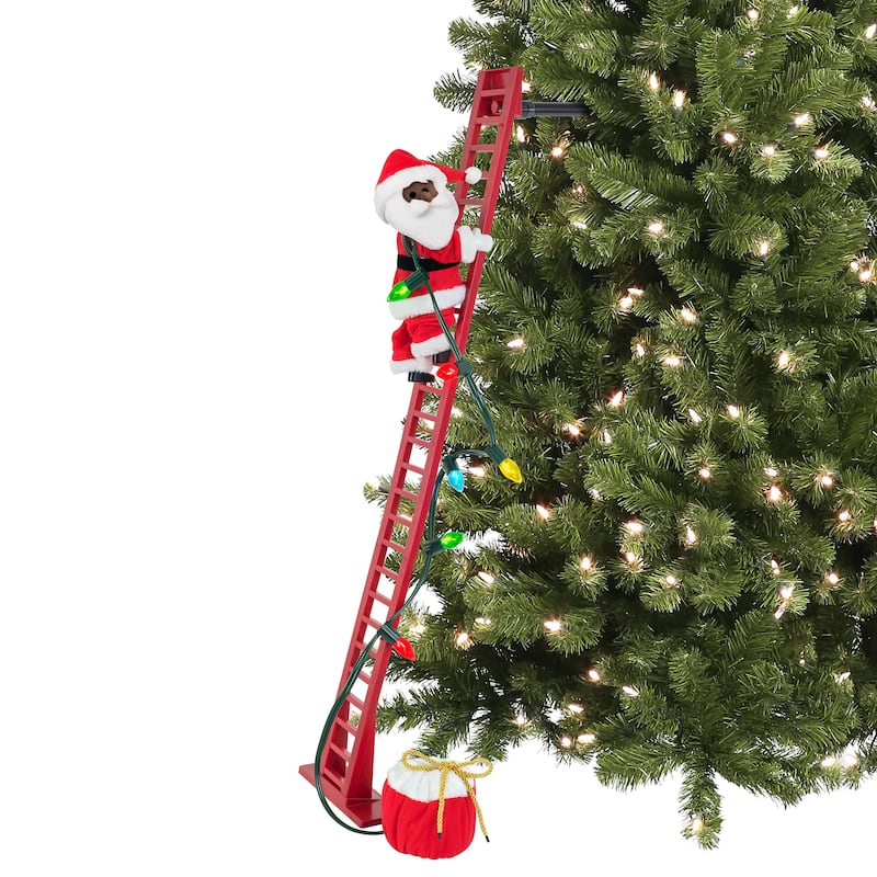 43" Animated Super Climbing Black Santa