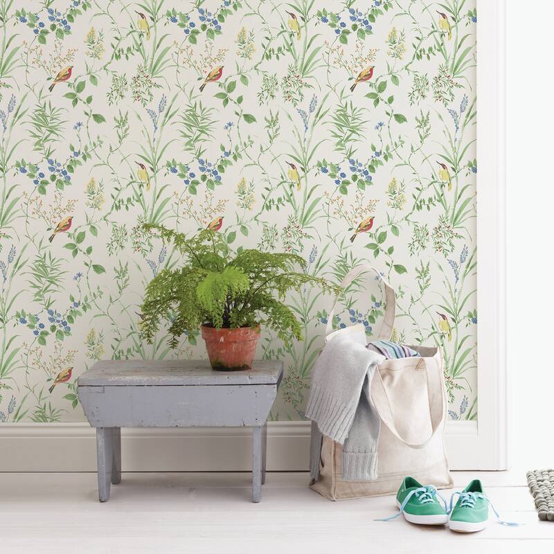 Compton, Imperial Garden Blue Botanical, 33' L X 20.5 W, Wallpaper Roll - Multicolor
