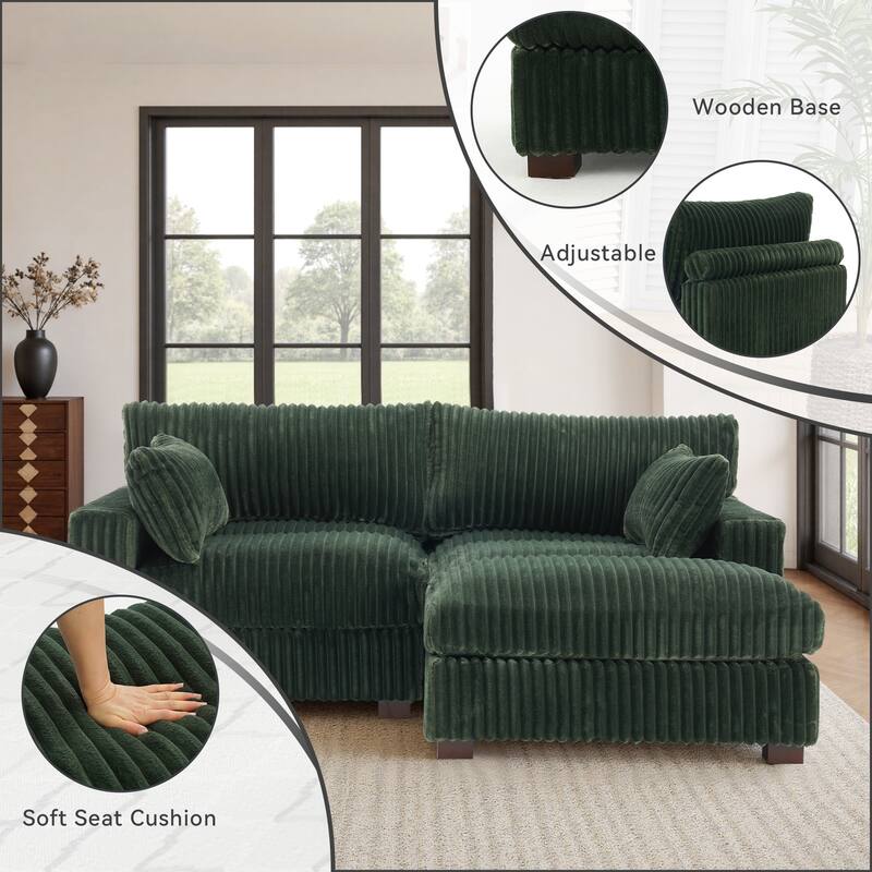 80"W Plush Modular Sectional Sofa with Pillows for Living Room