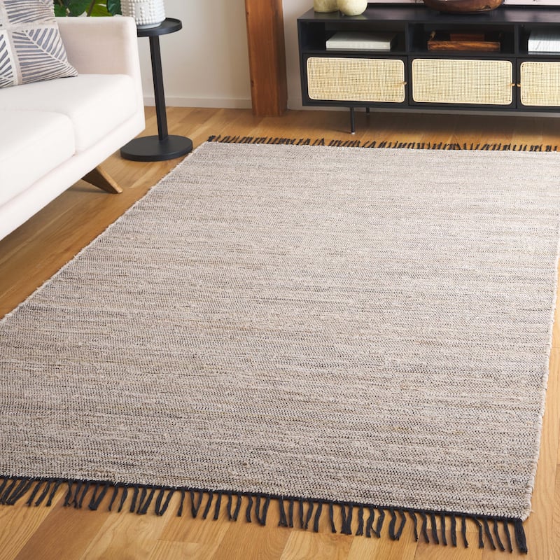 SAFAVIEH Hand-Woven Rag Marnita Roely Modern & Contemporary Cotton - 6' x 9' - Ivory/Black