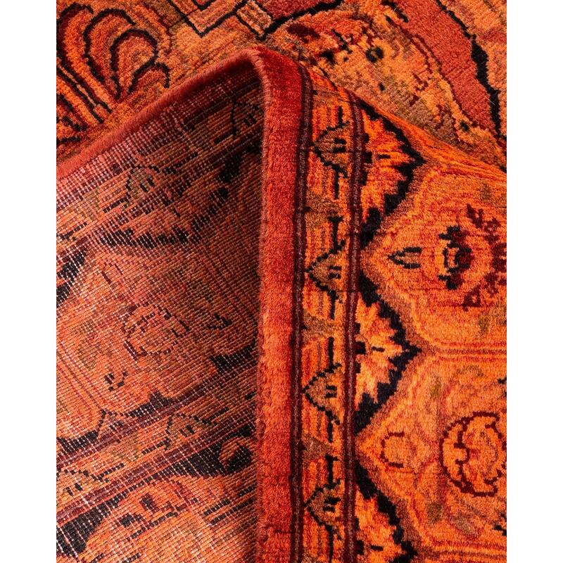 Overton Hand Knotted Wool Vintage Inspired Modern Contemporary Overdyed Orange Area Rug - 2' 7" x 4' 5"