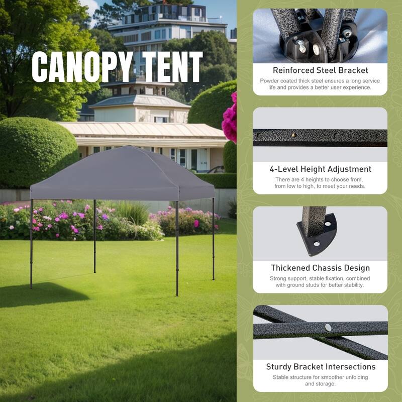 10x10 Pop Up Canopy - Beach Tent with One Push Setup - Easy Outdoor Sun Shade for Events,Parties,Camping With Silver Coated Top