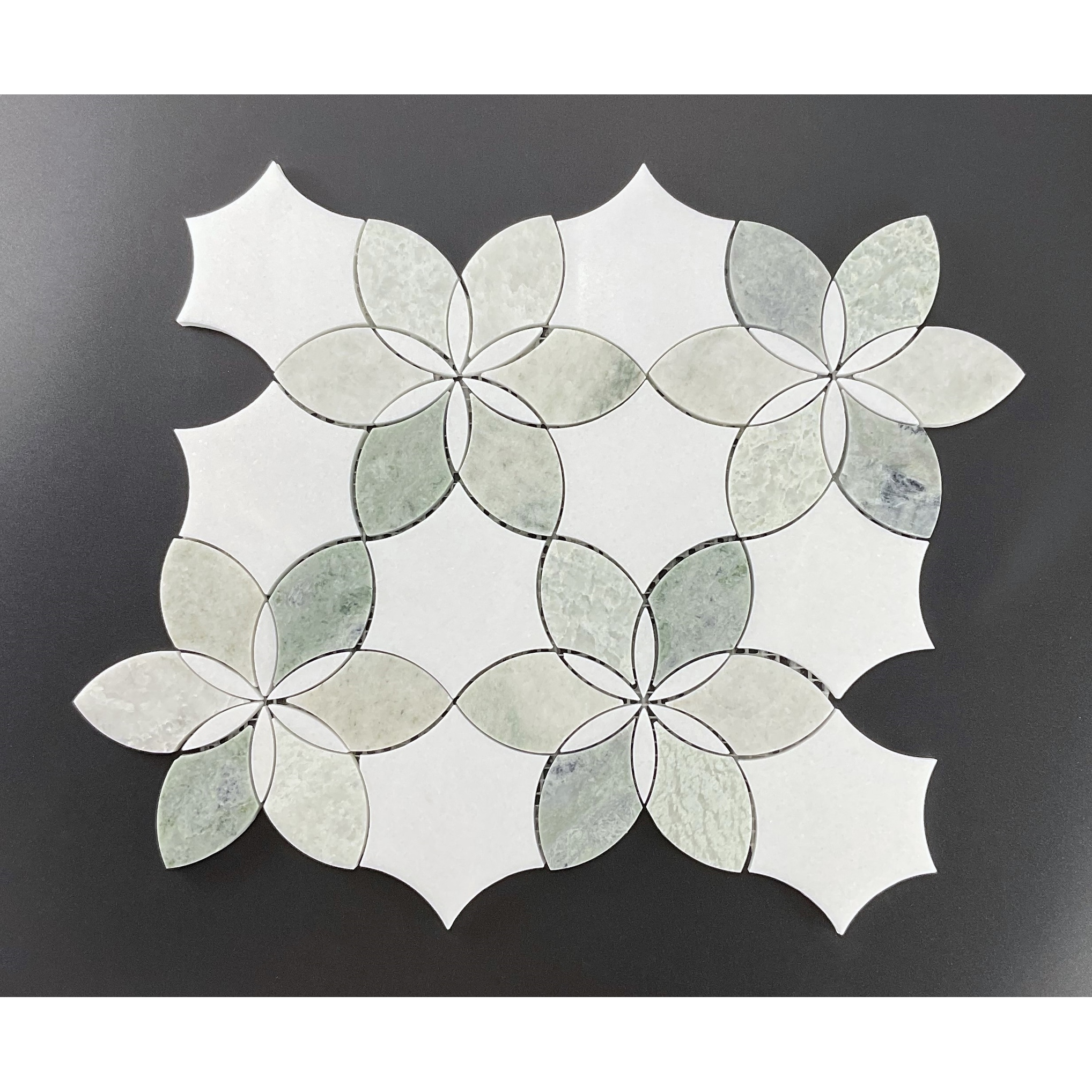 Water Jet - Marble Daisy Flower Pattern Mosaic Wall & Floor Tile - 1 Case (10 Sheets)