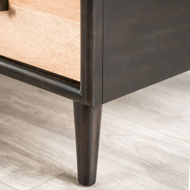 Furniture of America Marlowe Modern Farmhouse Black Natural Solid Wood Coffee Table