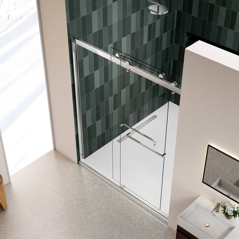 60"W x 74"H Frameless Double Sliding Shower Door with 5/16" Tempered Glass - 60'' x 74''