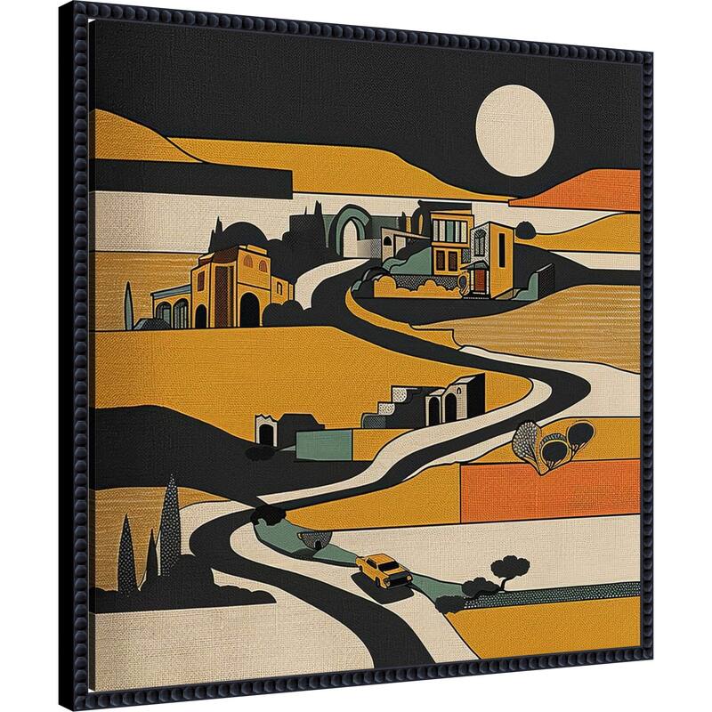 Retro Abstract Landscape by Tradelink inhouse artist Framed Canvas Wall Art Print