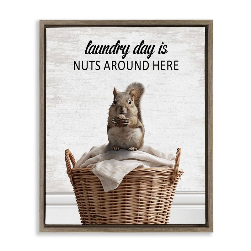 Stupell Funny Laundry Day Is Nuts Framed Floater Canvas Wall Art Design By Lettered and Lined - 25 x 31 - Brown