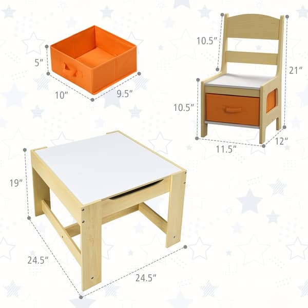 Lestarain Children’s Table And Chair Set With Storage Kids Desk With 2 Chairs Reversible Tabletop Blackboard Paper Roll, For Toddler, Nursery