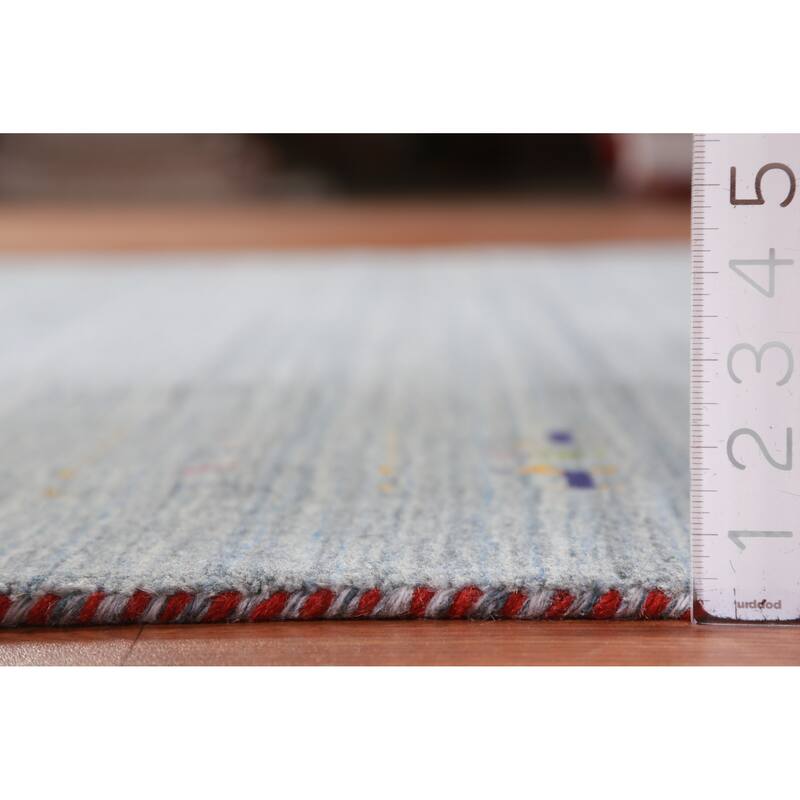 Hand Knotted Oriental 100% Wool Carpet Tribal Stripe Greys & Charcoal Gabbeh Area Rug - 8' 4'' X 5' 11''