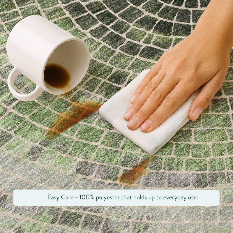 Machine Washable Indoor/ Outdoor Mosaic Rome Chantille Rug