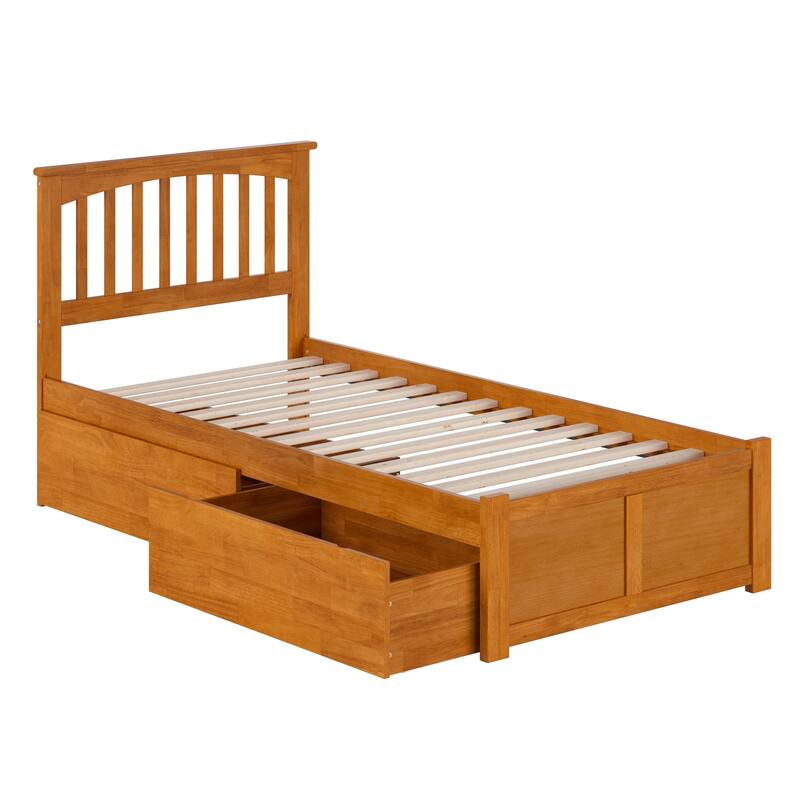 Mission Platform Bed with Footboard and Storage Drawers