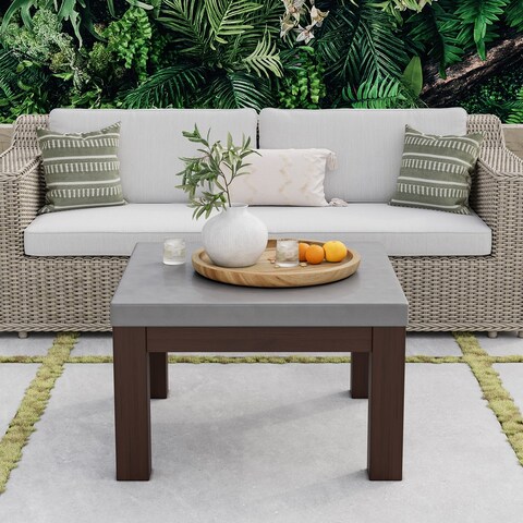 COSIEST Outdoor Grey Square Solid Wood Coffee Table (Color Option)