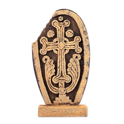 Novica Handmade Echmiadzin Memory Tuff Stone Stela Sculpture (Large)