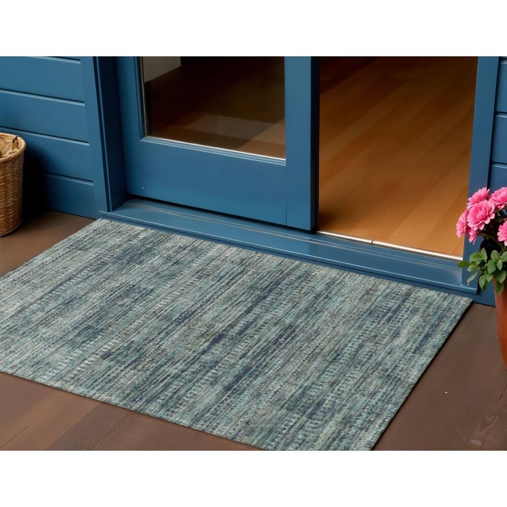 HomeRoots Striped Transitional Rectangle Outdoor Rug