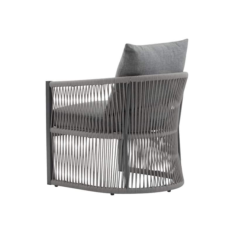 Outdoor Aluminum Lounge Chair with Rope-Weave Design