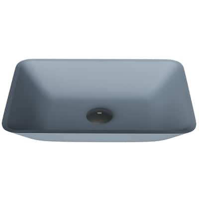 VIGO Sottile 18"L x 13"W x 4"H Glass Rectangular Vessel Bathroom Sink