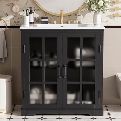 30" Modern Bathroom Vanity with Ceramic Sink