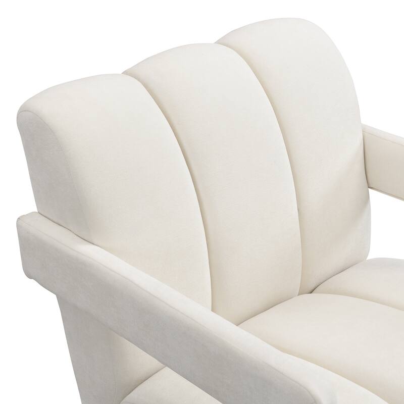 Polyester Modern Minimalist Armchair with L-Shaped Armrests, Thick Cushioning, and Durable Fabric