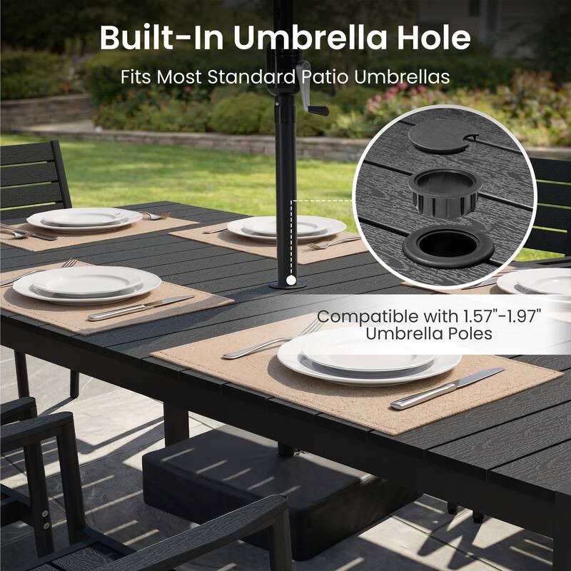 7/9/11-Piece Patio Dining Set Outdoor Aluminum Rectangle Dining Table and Stackable Chairs