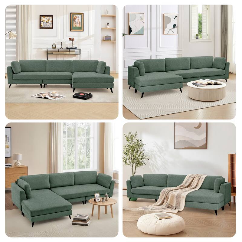 120" 3 Seater Chenille Upholstered Modular Sectional Sofa With Chaise Lounge