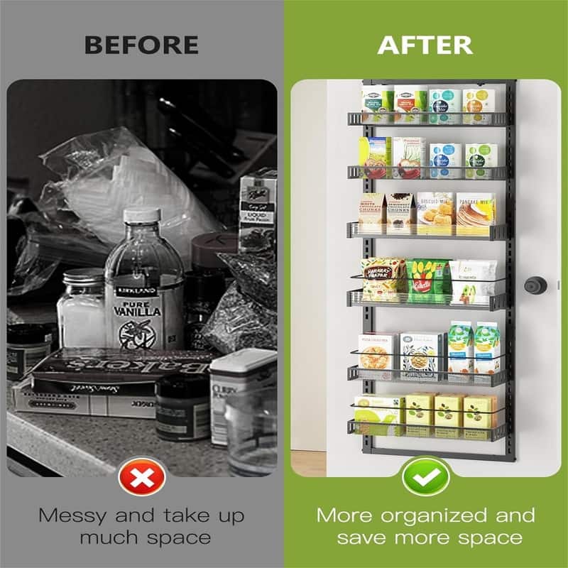 6-Tier Over the Door Pantry Organizer - 16.92"D x 6.1"W x 50"H