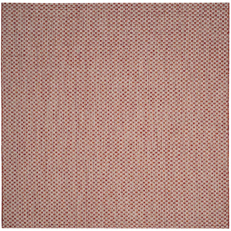 SAFAVIEH Courtyard Judi Indoor/ Outdoor Patio Backyard Rug - 5'3" Square - Rust/Light Grey