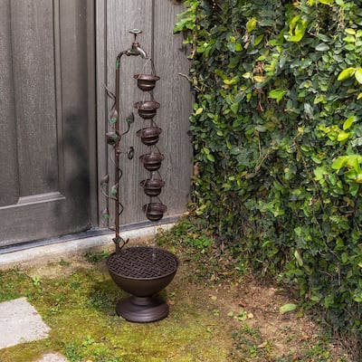 36-inch 6 Hanging Cup Tier Layered Floor Fountain