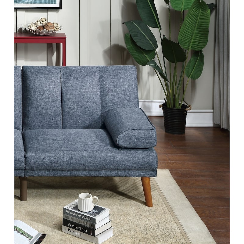 Polyfiber Adjustable Loveseat Sofa, Living Room Plush Couch with Pillow Top Arms and Solid Wood Legs