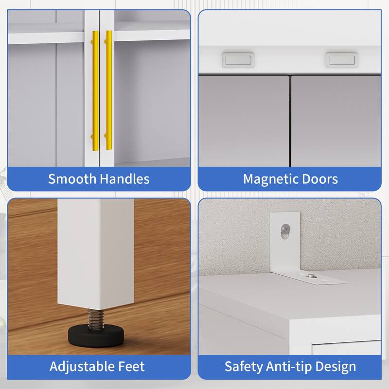 5-Tier Tempered Glass Curio Display Cabinet with Doors, Adjustable Shelves and 13 Color Lights - 67"H x 27.5"W x 13.8"D