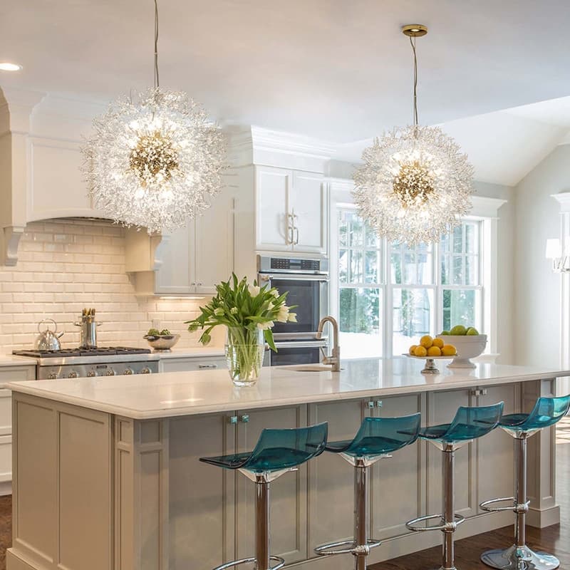 8/9/12/16-Light Modern Linear Sputnik Globe Pendant Starburst Firework Crystal Chandelier