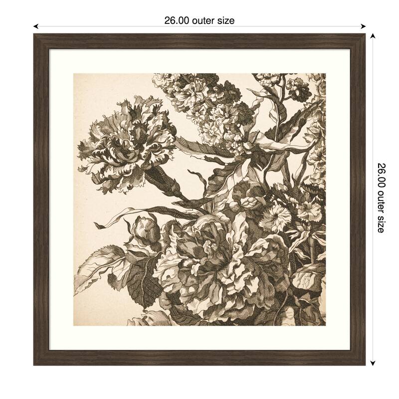 Urn Arrangement No. 3 by Wild Apple Portfolio Wood Framed Wall Art Print - 26 x 26 in - Brown